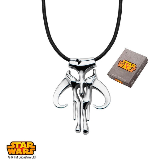 MANDALORIAN SYMBOL - Stainless Steel Premium Quality Pendant With Leather Cord, 20"