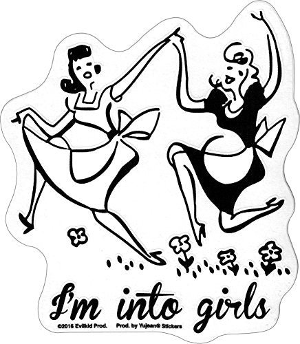 Evilkid, I AM INTO GIRLS - 4.9" x 4" - Sticker DECAL