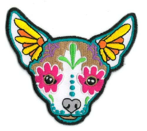 CALI Original Artwork, PRETTY IN INK CHIHUAHUA - Embroidered Iron On PATCH, 3.5"