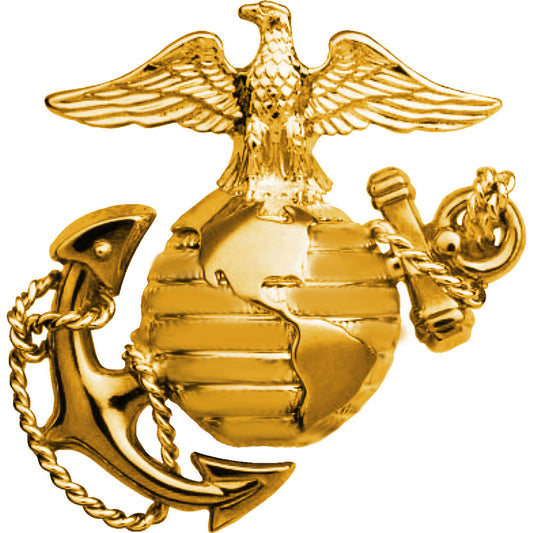 U.S. MARINES, USMC EMBLEM E1 LEFT CAP - Original Artwork, Expertly Designed PIN Gold - 1.75"