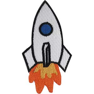 Space Rocket Ship - Sew Iron on, Embroidered Original Artwork - Patch - 2" X 3.75"