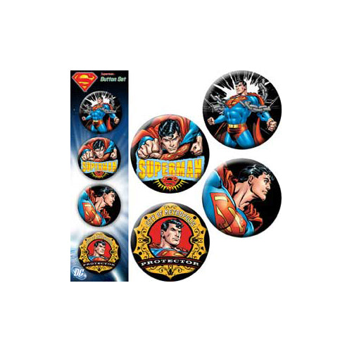 Licenses Products DC Comics Superman Action Assorted Artworks 1.25" Button Set, 4-Piece