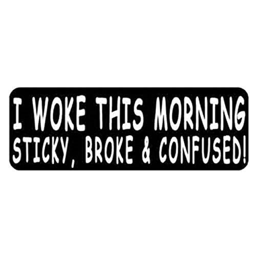 I Woke This Morning Motorcycle Helmet Stickers - Novelty Biker Decals, 4" x 1"