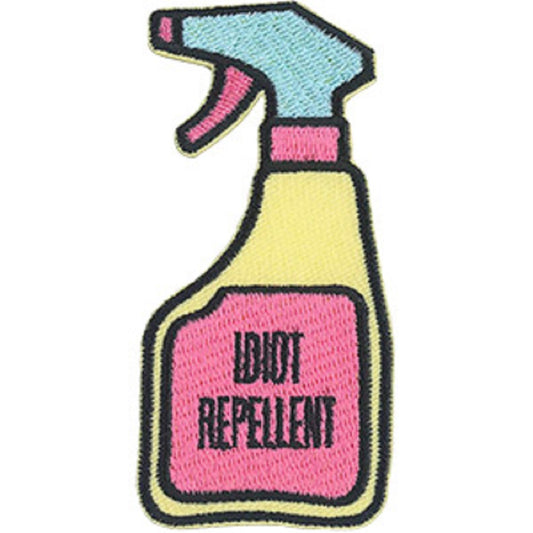 Social Expression Idiot Repellant Patch - Sew Iron on, Original Embroidered Artwork - Patch - 2" x 3.5"