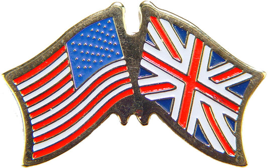 INTERNATIONAL, USA & GREAT BRITAIN Cross Flags - Original Artwork, Expertly Designed PIN - 1.125"