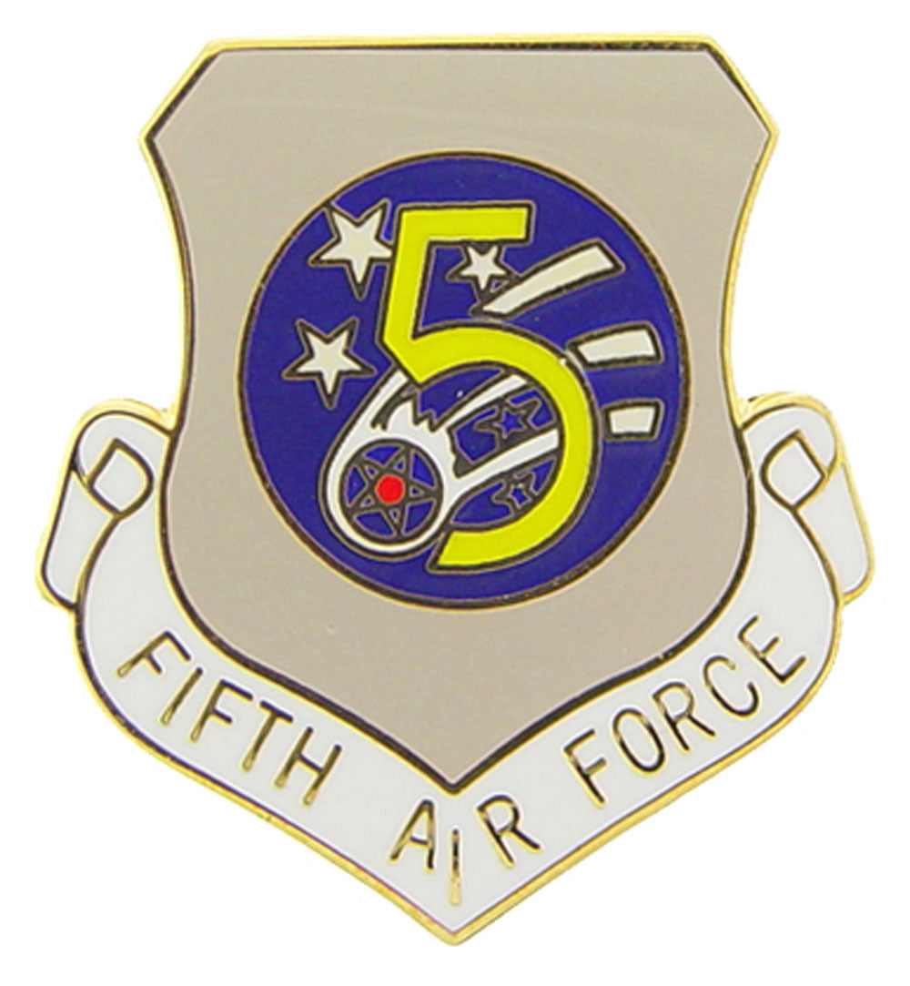 U.S. AIR FORCE, 5th Air Force SHIELD - Original Artwork, Expertly Designed PIN - 1"