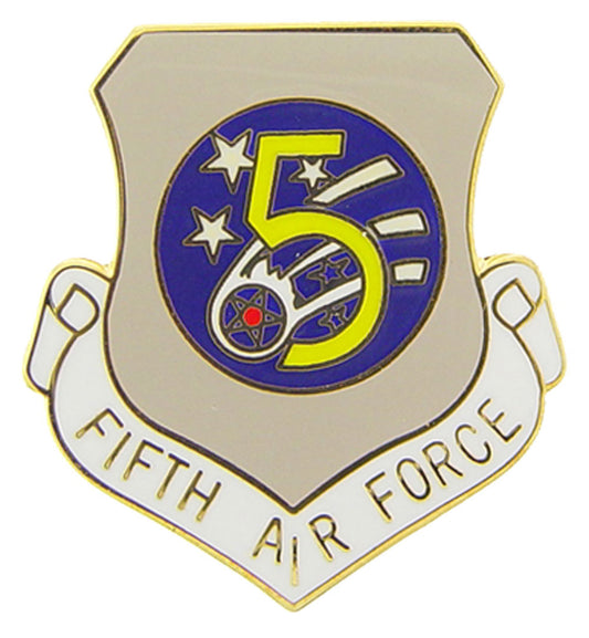 U.S. AIR FORCE, 5th Air Force SHIELD - Original Artwork, Expertly Designed PIN - 1"