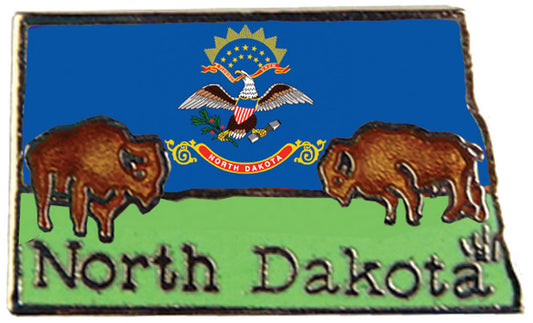 USA STATES, NORTH DAKOTA Map - Original Artwork, Expertly Designed PIN - 1"