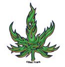 Ben Frank - Tribal Marijuana Pot Leaf - Mini Sticker / Decal