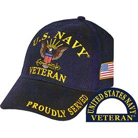 USN, VETERAN II - Embroidered Mens Ball Cap with Brass Buckle