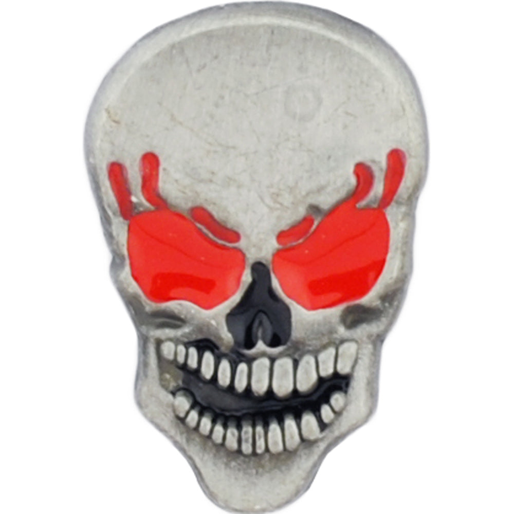 BIKES, BONES & REBEL, SKULL RED EYES - Original Artwork, Expertly Designed PIN - 1"