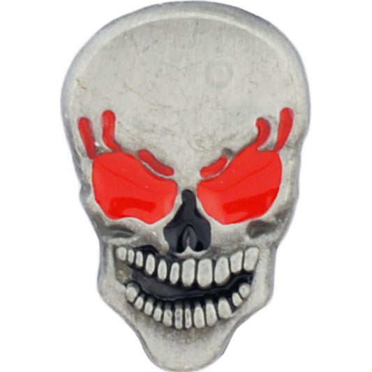 BIKES, BONES & REBEL, SKULL RED EYES - Original Artwork, Expertly Designed PIN - 1"