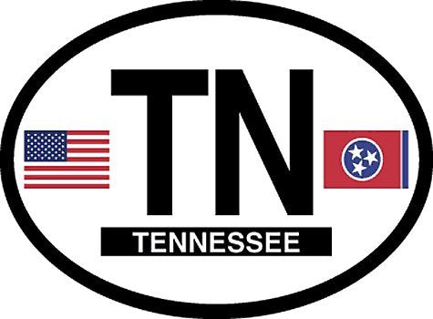 TENNESSEE FLAG, Waterproof UV Coated, Famous Reflective OVAL Sticker DECAL , 3.5" x 4.75"