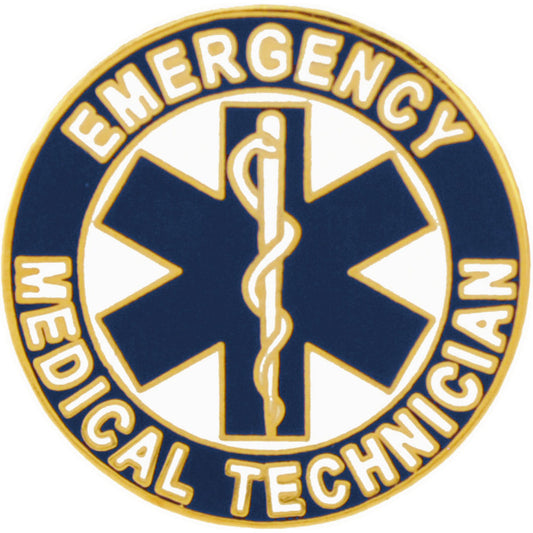 FIRE & EMS, EMERGENCY MEDICAL TECHNICAN LOGO - Original Artwork, Expertly Designed PIN - 0.9375"