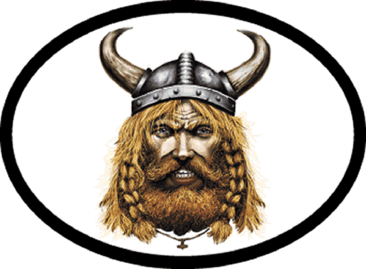 VIKING Sticker - Orignal Artwork Vinyl - Reflective Oval Decal Sticker - 3.5" x 4.75"