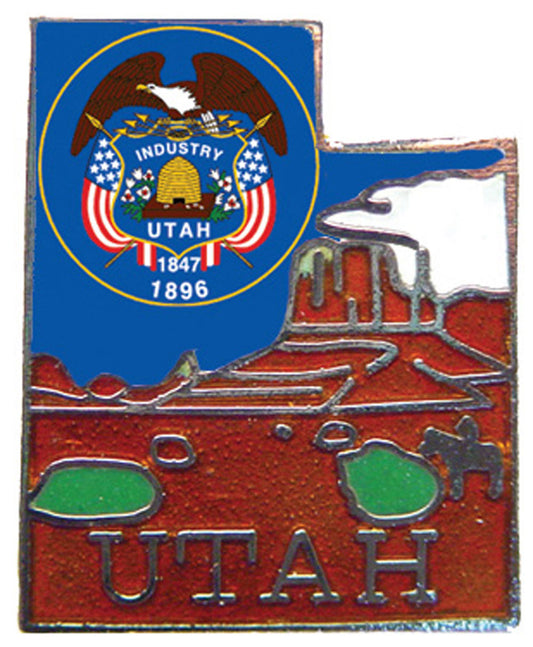 USA STATES, UTAH Map - Original Artwork, Expertly Designed PIN - 1"