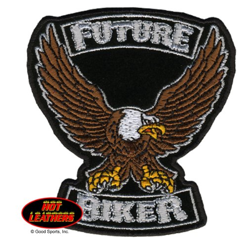KID'S FUTURE BIKER, High Thread Iron-On / Saw-On Rayon EAGLE PATCH - 3" x 3", Exceptional Quality