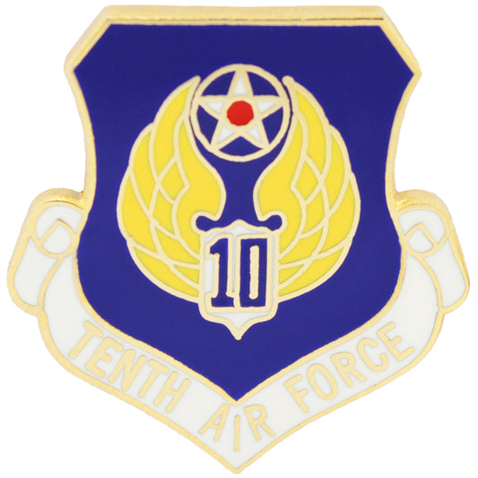 U.S. AIR FORCE, 10th Air Force SHIELD - Original Artwork, Expertly Designed PIN - 1"