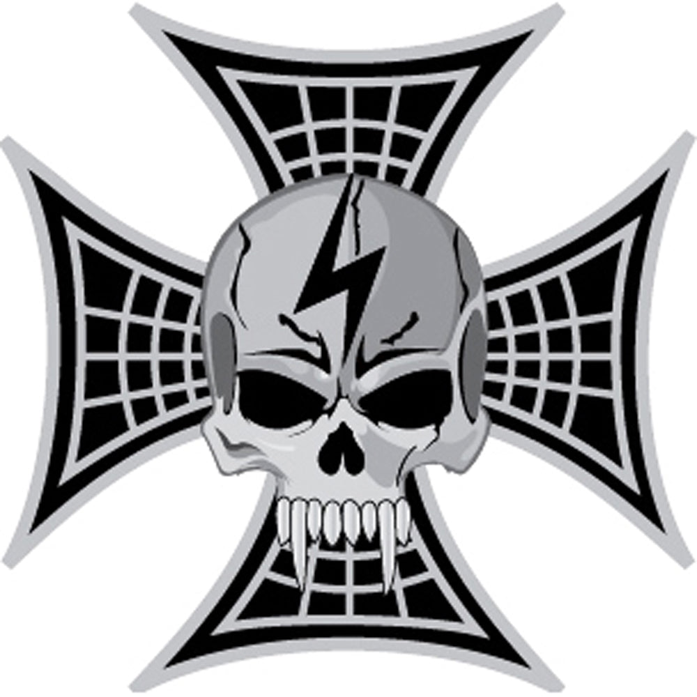 BIKES, BONES & REBEL, SKULL LIGHTNING BOLT - Original Artwork, Expertly Designed PIN - 1"
