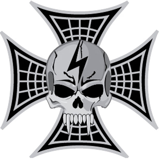 BIKES, BONES & REBEL, SKULL LIGHTNING BOLT - Original Artwork, Expertly Designed PIN - 1"