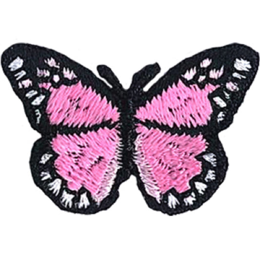 Butterflies Pink - Mini Patch - Sew Iron on, Original Embroidered Artwork - Patch - 0.7" x 1"