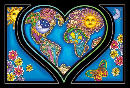 2 x Dan Morris - Heart And Earth Large Heart Postcards - 6'' x 4'' Inches