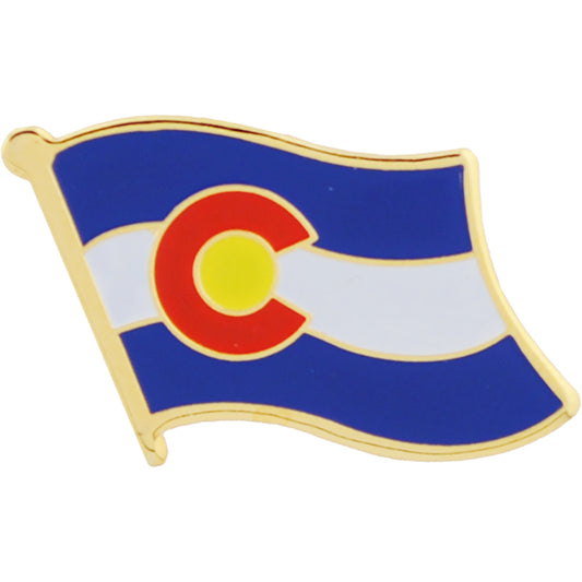 American Flag Pin, US STATES COLORADO Flag - Novelty Patriotic Enamel Lapel PIN - 1"