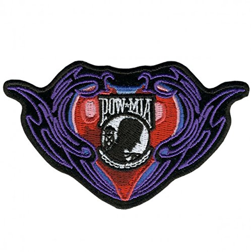 PURPLE HEART with Pinstripe, Iron-On / Saw-On Rayon POW/MIA PATCH - 4" x 3", Exceptional Quality