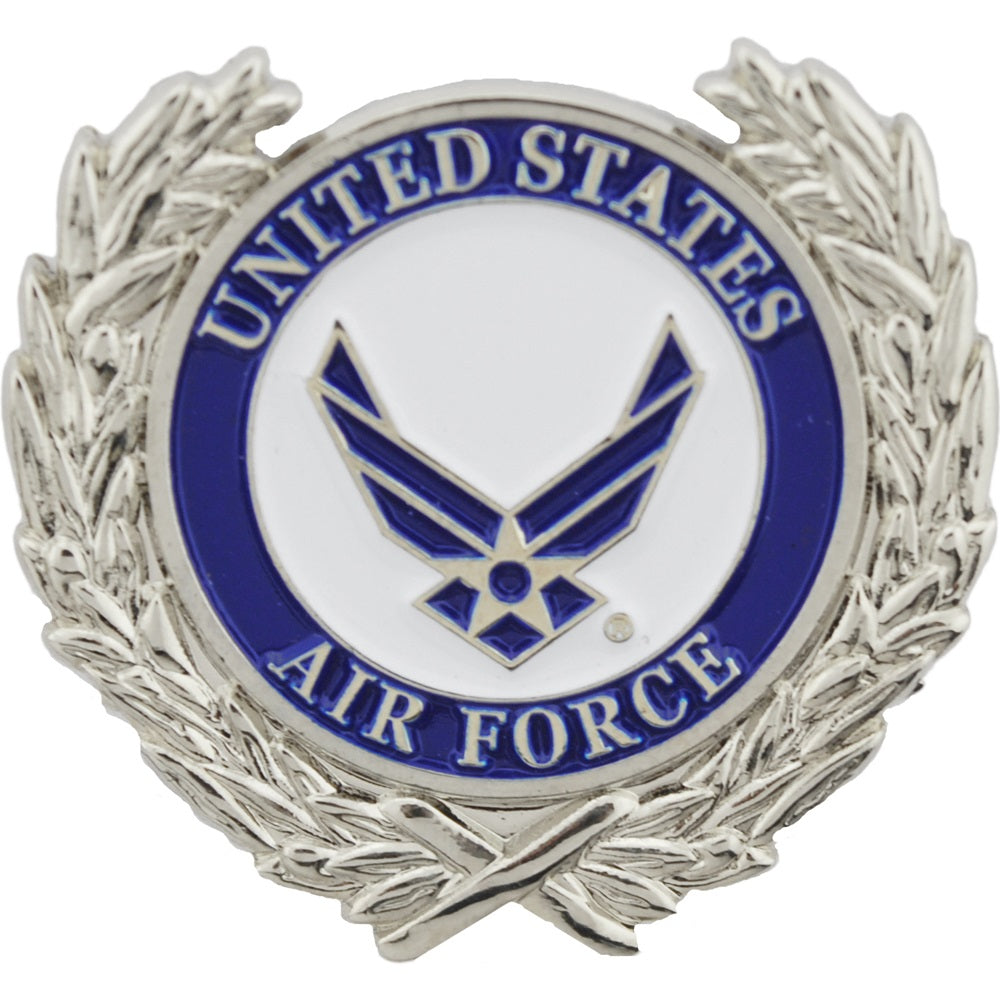 U.S. AIR FORCE, USAF SYMBOL WREATH - Original Artwork, Expertly Designed PIN - 1.125"