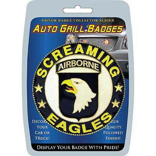 United States ARMY 101ST, SCREAMING EAGLES Airborne - Polished Finish, Weatherproof Car Grill Badge - 3"