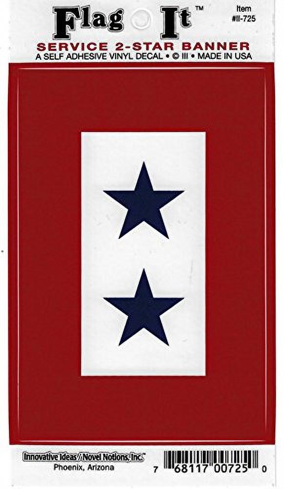 Two (2) Star Service Banner Heavy Duty Vinyl Bumper Sticker (3 x 5 Inches)