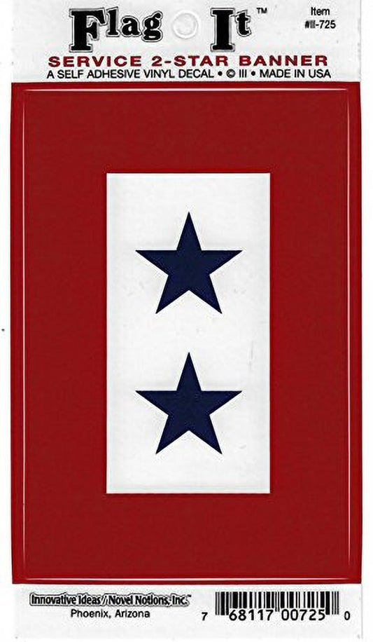 Two (2) Star Service Banner Heavy Duty Vinyl Bumper Sticker (3 x 5 Inches)