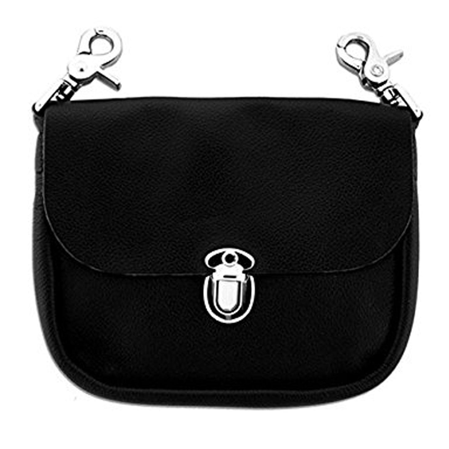 LADY BIKER LEATHER CLIP POUCH PURSE, Adjustable Strap, 7" x 6" x 1"