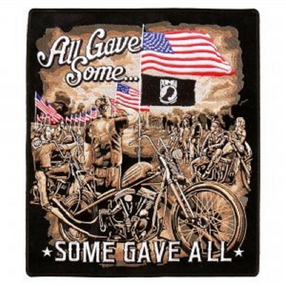 ALL GAVE SOME, PATCH - All Gave Some, Some Gave All US Flag Patriotic High Thread Iron-On Heat Sealed Backing Sew-On Biker's Large Patch - 10" x 11"