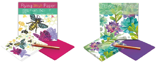 Flying Wish Paper Combo Pack, Just Bee + Cactus Green, Mini Kit Combos, Write it, Light it, Watch it Fly, 2 x Mini Kits - 5" x 5" Each