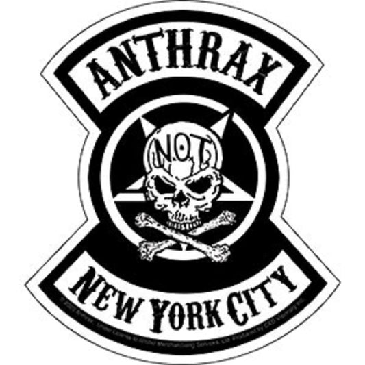 ANTHRAX, NEW YORK CITY STICKER - Skull with Cross Bones, Orignal Artwork Vinyl - Decal STICKER - 4.34" x 5"