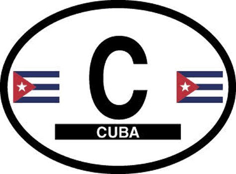 CUBA FLAG, Waterproof UV Coated, Famous Reflective OVAL Sticker DECAL , 3.5" x 4.75"