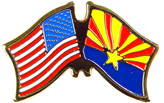 USA STATES, USA & ARIZONA Cross Flags - Original Artwork, Expertly Designed PIN - 1.125"