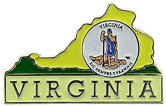 USA STATES, VIRGINIA Map - Original Artwork, Expertly Designed PIN - 1"