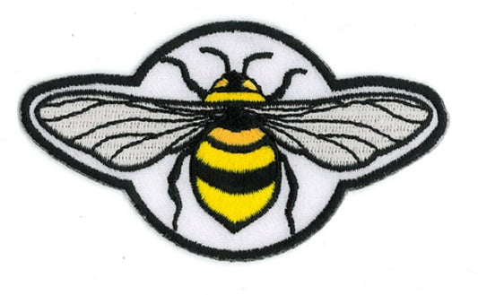BEE - Embroidered Iron On PATCH, Exclusive Orginal Artwork by Matt Stewart, 3.5"
