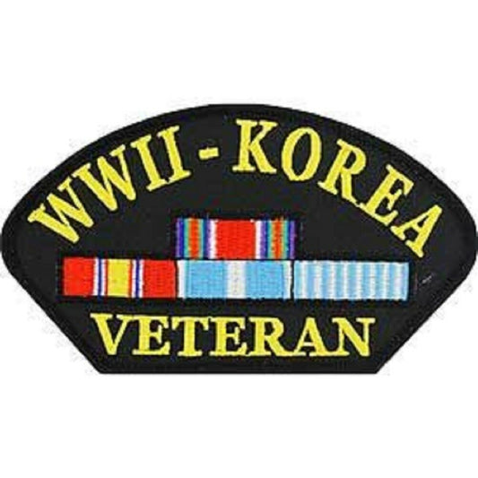 WORLD WAR II PATCH - KOREA VETERAN, Embroidered Artwork Novelty Sew-On Patriotic Patch - 3" x 5.25"