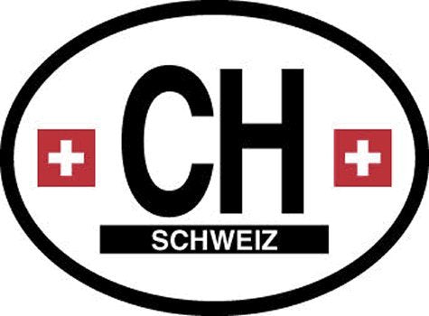 SWITZERLAND FLAG, Waterproof UV Coated, Famous Reflective OVAL Sticker DECAL , 3.5" x 4.75"
