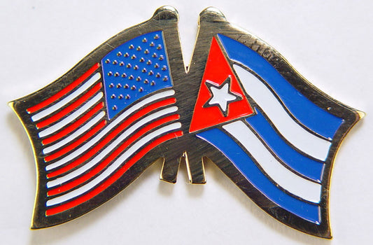INTERNATIONAL, USA & CUBA Cross Flags - Original Artwork, Expertly Designed PIN - 1.125"