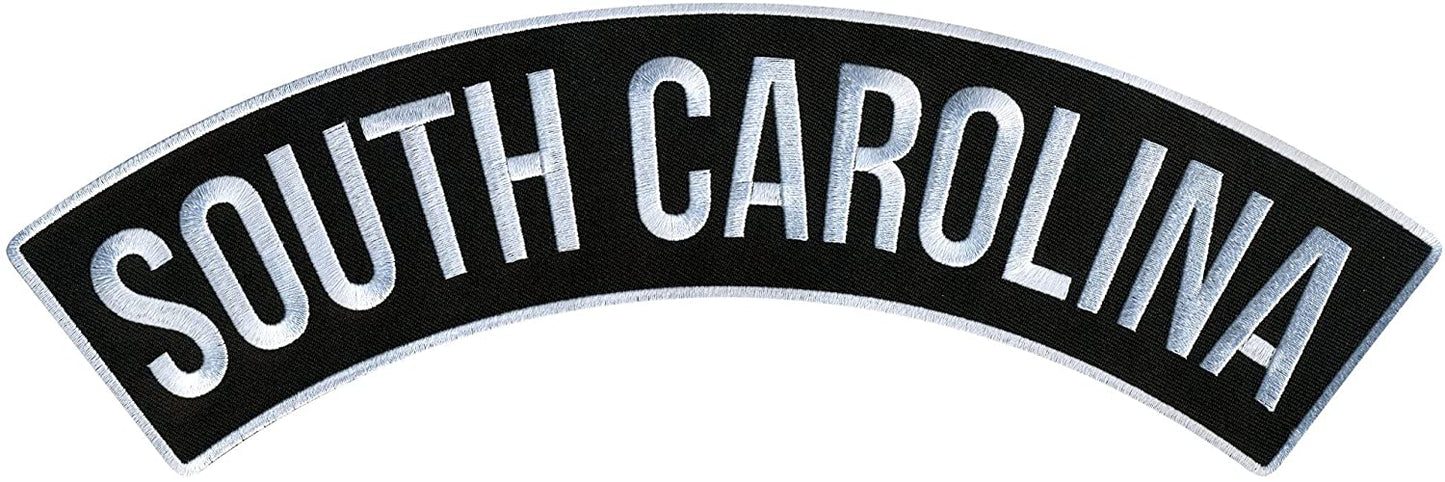 SOUTH CAROLINA TOP ROCKER, PATCH - US State Soth Carolina High Thread Iron-On Heat Sealed Backing Sew-On Large Patch - 12” x 3”