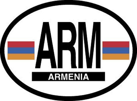 ARMENIA FLAG, Waterproof UV Coated, Famous Reflective OVAL Sticker DECAL , 3.5" x 4.75"