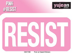 Pink #Resist Resist Gay Pride, LGBT, Officially Licensed Original Artwork, 4.25" x 2.25" - Sticker DECAL