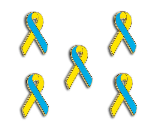 5 Pins, Ukraine Flag Awareness Ribbon Pin - Blue & Yellow Ukrainian Flag Badge Lapel Pin - 5 Pieces - 2cm x 3cm