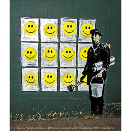 BANKSY's GRAFFITI STICKER - Happy Face Posters By Graffiti Artist Banksy Orignal Artwork Vinyl STICKER - 4" x 5"