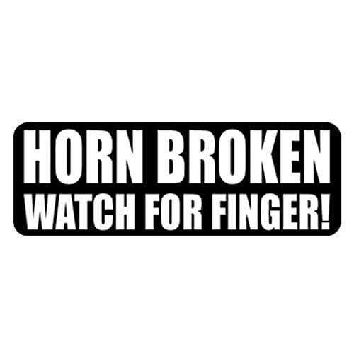 Horn Broken Watch For Finger Helmet Stickers - Novelty Artwork Decals, 4" x 1"