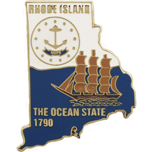 USA STATES, RHODE ISLAND Map - Original Artwork, Expertly Designed PIN - 1"